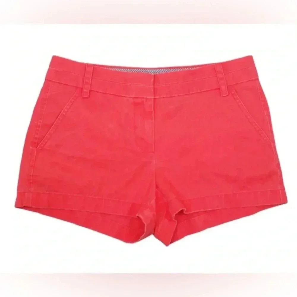 Women J.CREW CHINO Pink 3” Cotton Shorts Sz 00 EUC Pockets Casual Colored